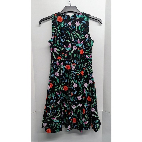 kate spade new york Jardin Tile Jacquard Hummingbird Floral Ruffle Dress Size 2 - Picture 5 of 10